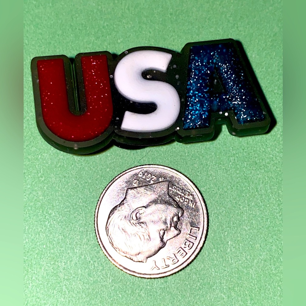 (10 for $15) USA glitter letters Crocs Shoe Charms